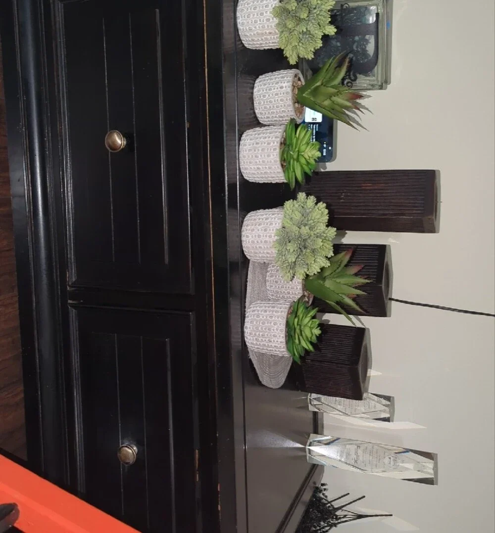 Artificial Succulent 2 Trio Sets (6 Total) in White Ceramic Pots - Home Accents